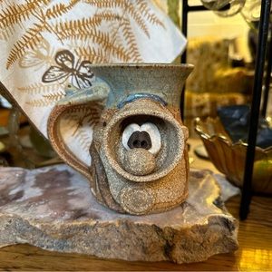 Vintage handcrafted mug snorkeling ugly face mug